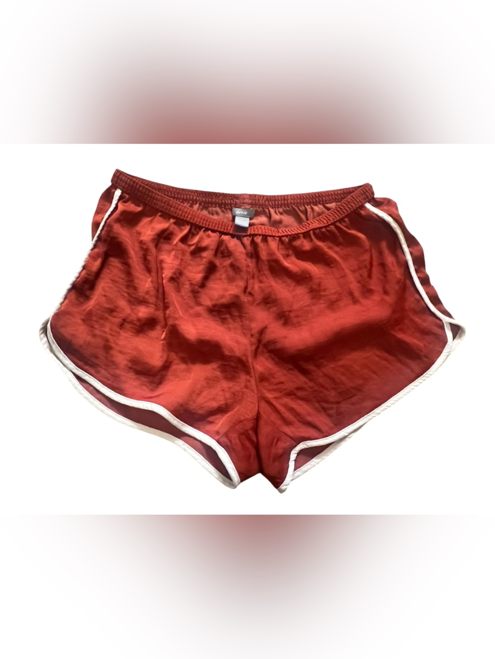 Aerie Dolphin Hem Shorts Rust White Size S